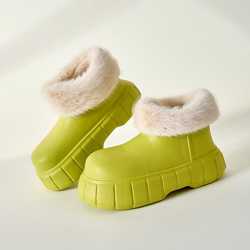 Wide Fit EVA Rain Boots Women's Candy Color Rainshoes Youth Girls Winter Fur Booties Woman Platform Chunky Ankle Rain Boots New