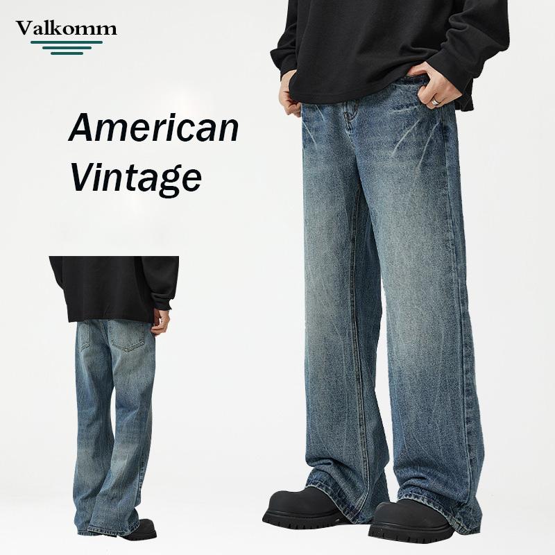 Мужская одежда Four Seasons | High Street Vibe с узором Lightning Burst в стиле ретро, синие брюки, весна и осень, новый стиль, тонкие джинсы Micro Pull Show