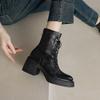 Great To Wear! Treasure of the Town Store~ 2025 Autumn and Winter High-heeled Elastic British Martin Boots Women's Lace-up Thick-heeled Short Boots