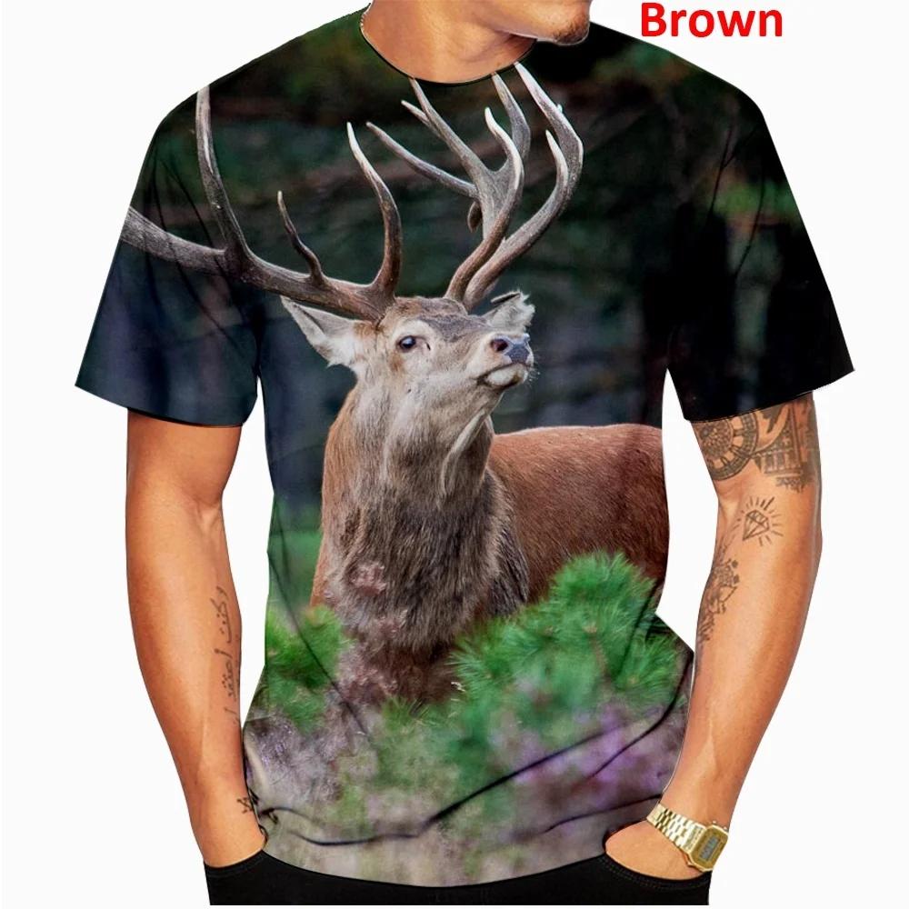 Men's Fashion Deer Hunting Camo 3D Printed T-shirt Men's Leisure Round Neck Short Sleeve T-shirt Plus Size Comfortable Top