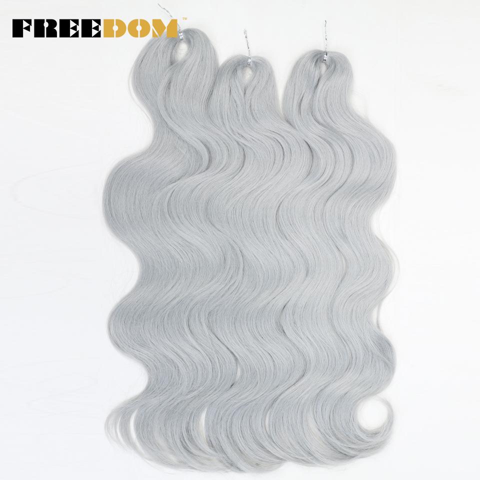 FREEDOM Синтетические Косы Крючком Body Wave 24 Дюйма 3 Пучка Косы для Плетения Искусственные Волосы Волнистые Омбре Коричнево-Блонд Вплетаемые Наращивания Волос