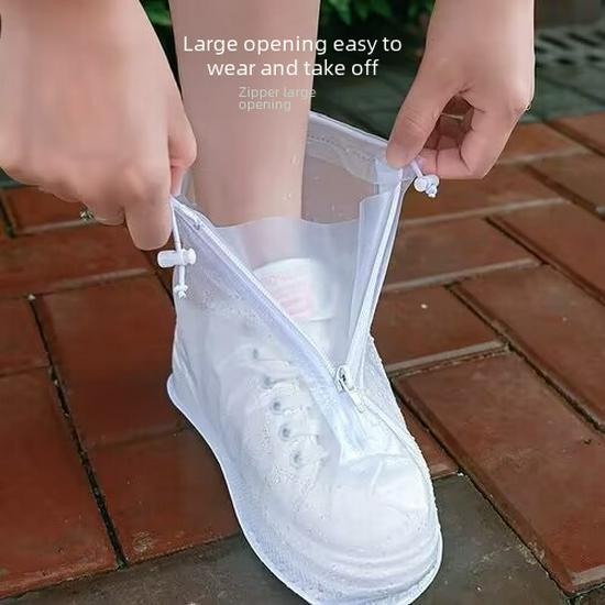 Водонепроницаемые нескользящие, толстые дождевые бахилы средней длины для мужчин и женщин с застежкой-молнией - ПВХ, износостойкие.