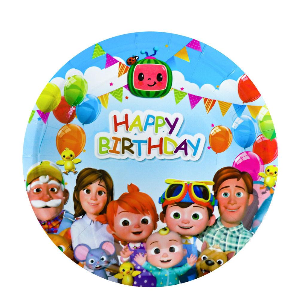 Тема Мультяшный Набор Принадлежностей для Вечеринки по случаю Дня Рождения с Бумажными Салфетками и Стаканами