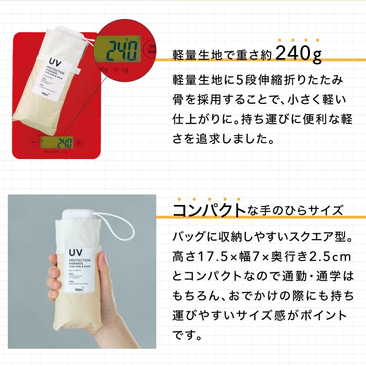 Tiny Shade EC Sales Channels Shade UV Heat Suitable for Rain or Folding Umbrella for Stylish for Commuting and [2025] Wpc. Parasol, 53cm, (Select