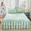 New Princess Printed Double Layers Bed Skirt Non-slip Mattress Cover Home Bedroom Soft Bedspread Bed Skirt Bedsheet Bed Cover