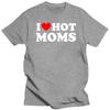 Женская футболка I Love Hot Moms в стиле хип-хоп, свободные футболки, одежда, забавные красные сердечки, с коротким рукавом, с принтом, уличная одежда