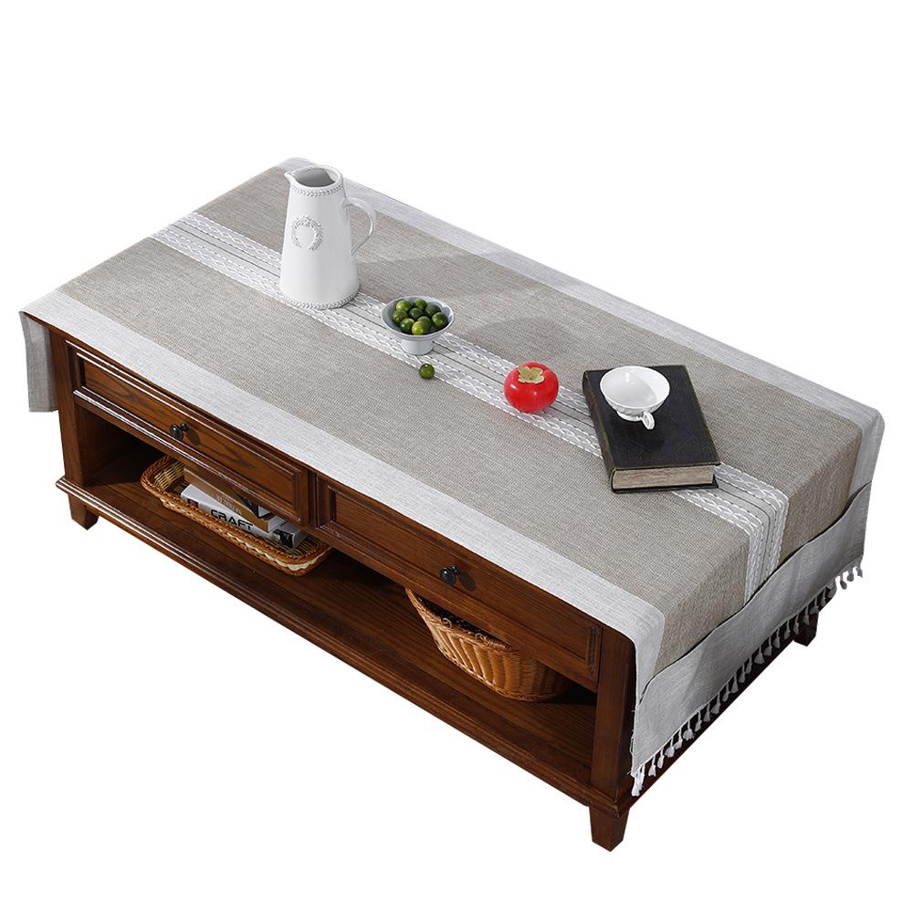 Rectangle Tablecloth Coffee Table Mat Table Mat Fabric Embroidery Jacquard Tassel Household Dust Cover