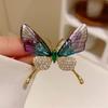 Acrylic Wings Rhinestone Butterfly Brooch Pins For Women Zircon Crystal Tassel Butterfly Lapel Animal Badge Jewelry