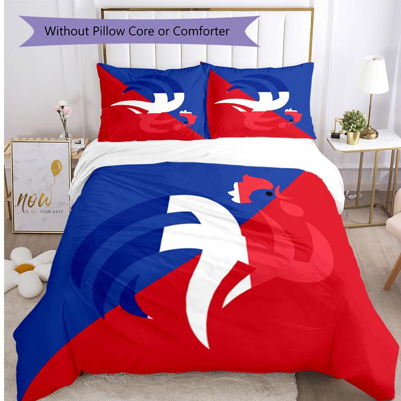 France Football Printed Bedding 3 Piece Set Cozy Breathable Bed Cover Set as Housewarming Holiday Gift