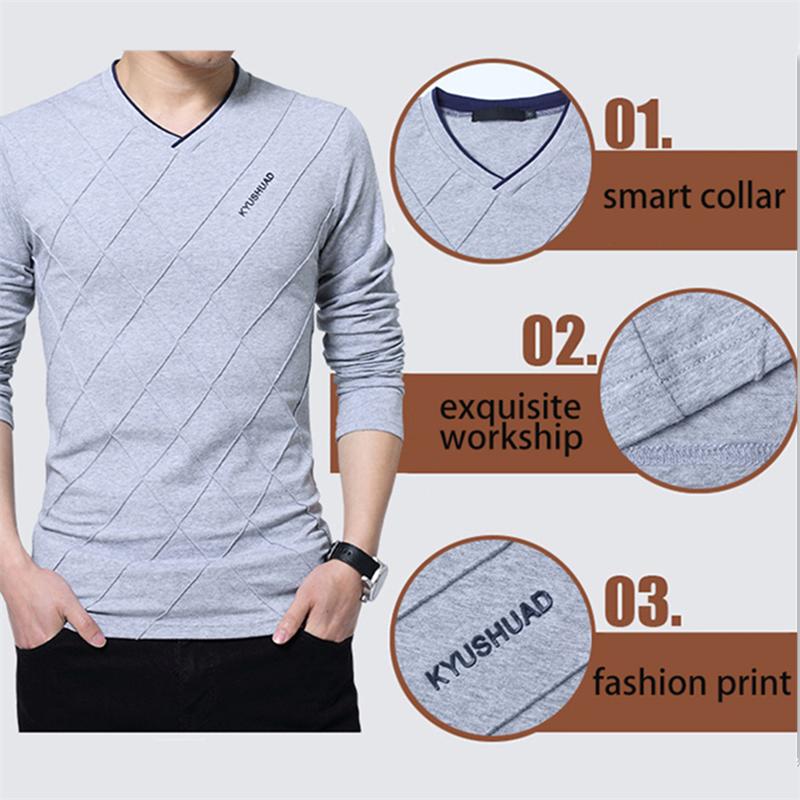 XMEN's Treasure Wonderful Fashion Мужская облегающая футболка на заказ с длинным рукавом Стильная роскошная футболка с v-образным вырезом для фитнеса Футболка