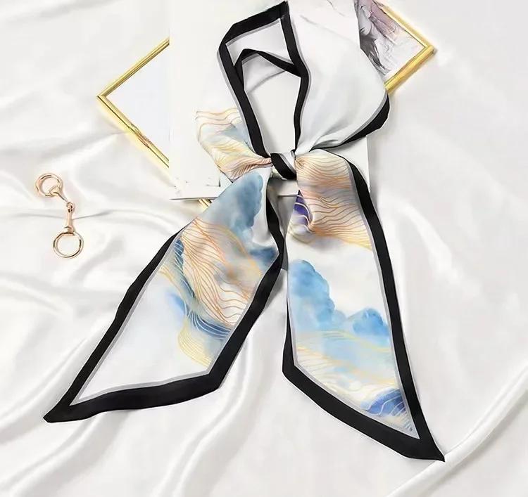 Luxury Design Zebra In Flowers Women Scarf Luxury Silk Scarf Fashion Hair Headband Foulard Skinny Bag Scarves Neckerchief Lady