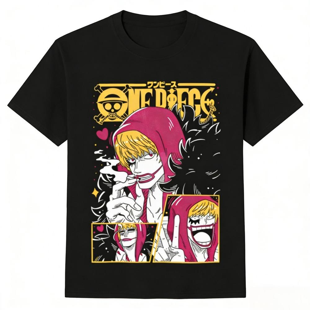 2026 Summer One Piece Corazon Retro Cotton Print TShirt Anime Fans Casual Sport Harajuku Top Adult Kids Short Sleeve Tee Y2k