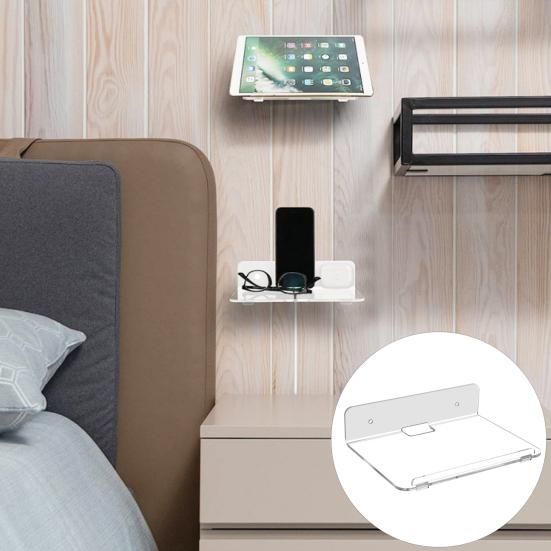 2 шт. Акриловые плавающие настенные полки Прозрачные настенные полки Клеевая или винтовая установка Полки для демонстрации для динамика, горшка с растением, фигурок