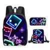 Classic Popular New Geometry Dash 3D Print 3pcs/Set pupil School Bags Laptop Daypack Backpack Inclined shoulder bag Pencil Case