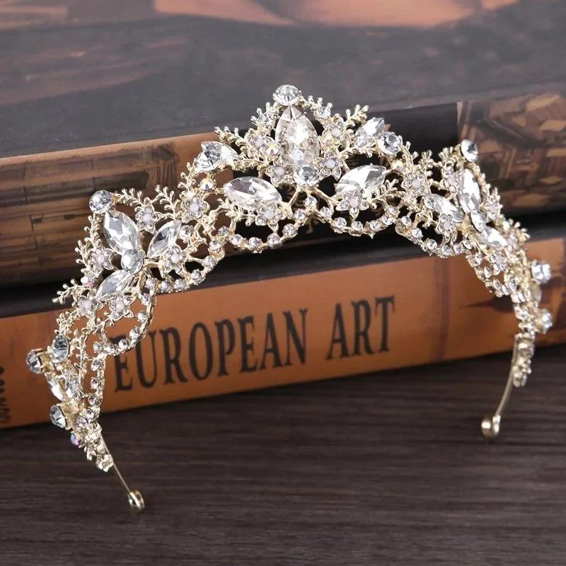 Luxury Silver Color Crystal Water Drop Bridal Jewelry Sets Rhinestone Tiaras Crown Necklace Earrings Wedding Dubai Jewelry Set
