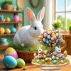 Easter Bunny Acrylic Ornament 2D Flat Print Colorful Eggs Tree Rabbit Ornament Desktop Decoration