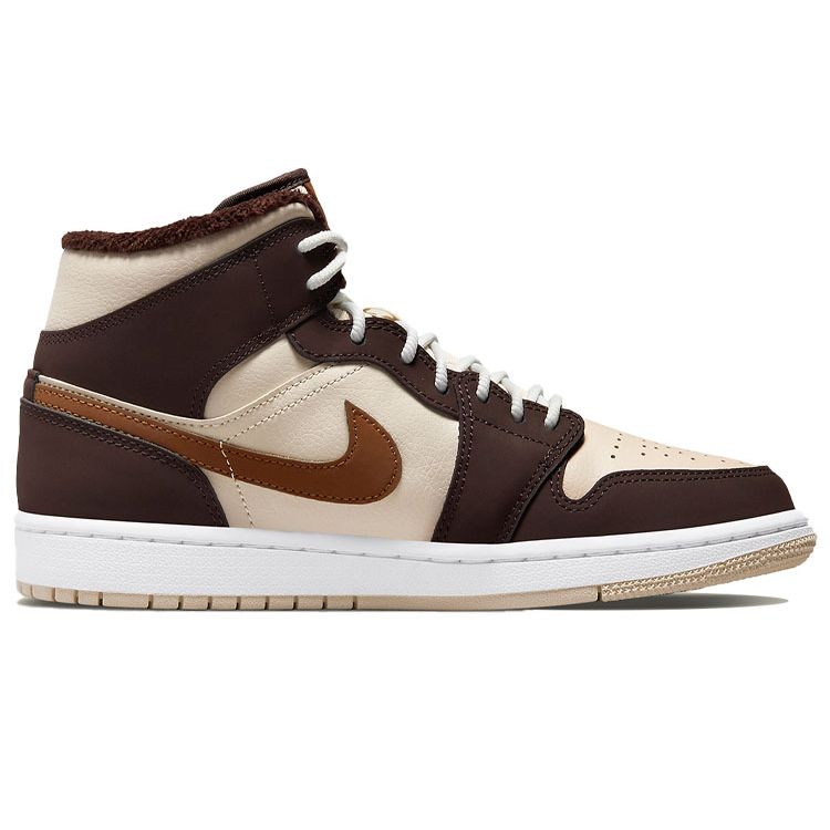 Женские кроссовки Air Jordan 1 Mid SE Cream Dark Chocolate Oatme DO6699-200