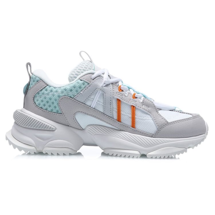 Li Ning Nebula M1 Текстиль, Синтетическая кожа Амортизация Низкие Спортивные Повседневные Кроссовки Женские Белый Серый AGCQ244-1
