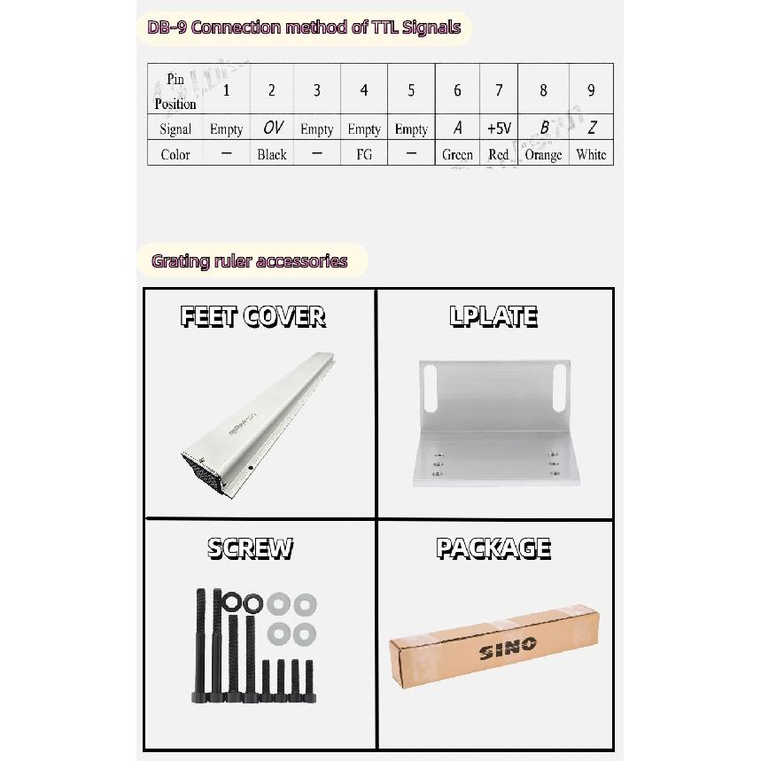 High Precision Milling Lathe Grinder DRO Linear Glass Scale 450mm-800mm TTL 5um 5VDC Grating Ruler Encoder Sensor Displacement