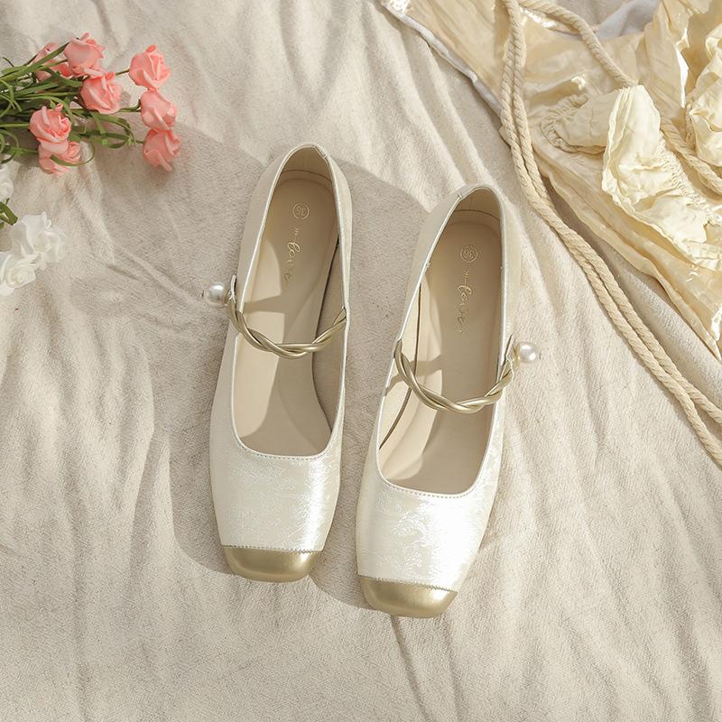 Туфли Мэри Джейн с квадратным носком, темпераментные для весны и осени, для работы, с открытым верхом, одинарные, подходят к ципао