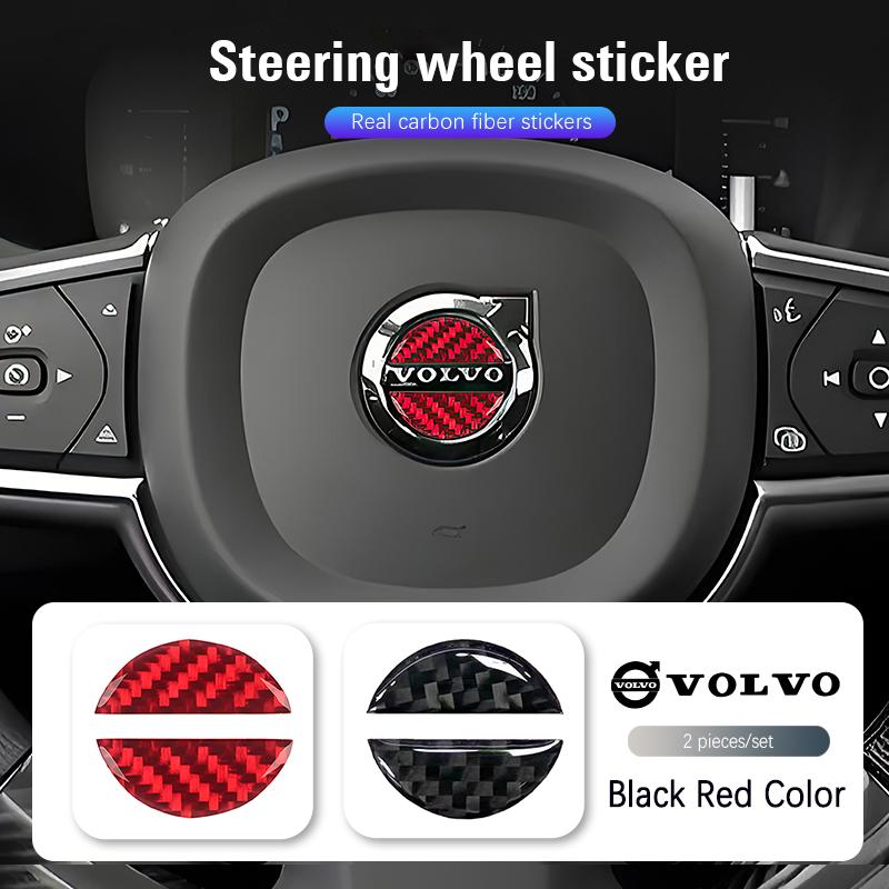 Car Steering Wheel Stickers Carbon Fiber Sticker Accessories For Volvo Xc60 Xc90 V40 V60 S60 V50 V90 S80 C40 XC40 V70 Rdesign