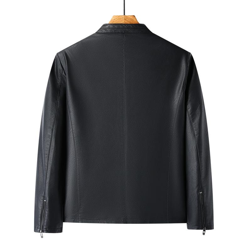 Бархатная кожаная куртка с воротником-стойкой, мужская простая деловая повседневная кожаная куртка, мужская осенне-зимняя новая кожаная куртка