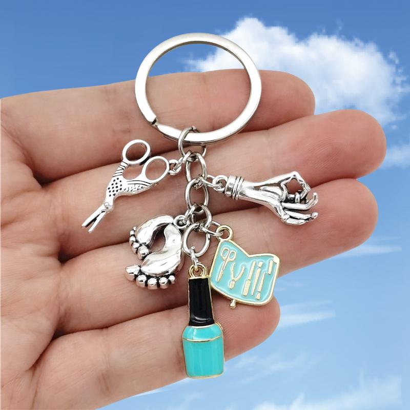 Модный брелок для ногтей в винтажном стиле с мини-лаком для ногтей, брелок-ножницы для ключей