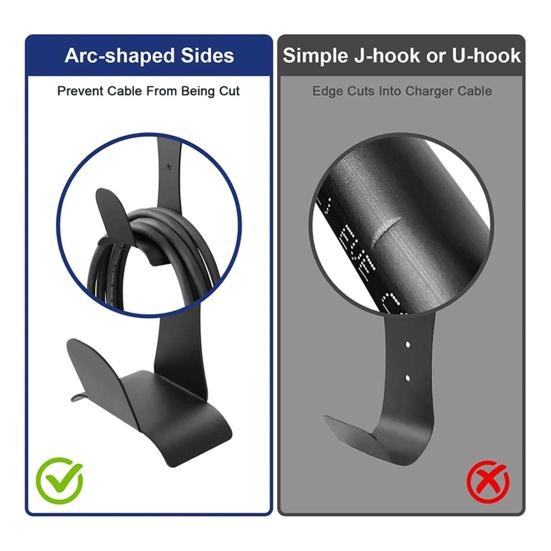 Держатель для зарядного устройства для электромобиля, настенный кронштейн, защита от порезов, закругленные края, крюк для зарядного устройства для электромобиля для розетки J1772, кобура, основа