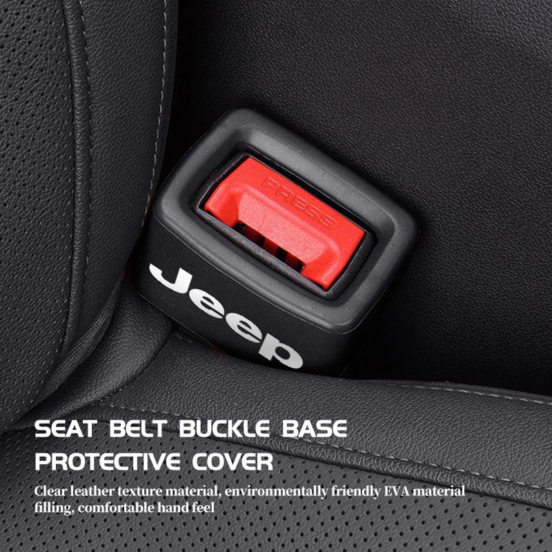 ARG3  Car Seat Belt Base Cover Trim Seat Safety Buckle Socket Protective For Jeep Grand Cherokee Patriot Renegade Compass Wrangler