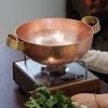 Винтажный медный котелок, утолщенная посуда для горячего горшка, для медленного тушения и варки пасты, ручная работа, с молотковой текстурой, с латунными ручками
