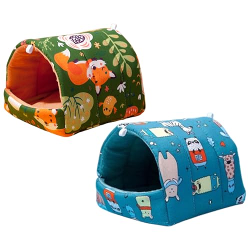 Guinea Pig Hideout Bed 2 Pack Warm Plush Small Pet Sleeping Cave 8x8in