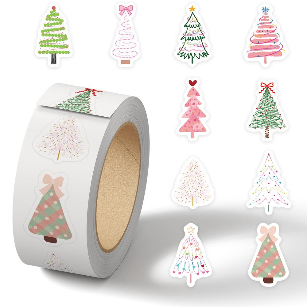 Cartoon Holiday Gift Sealing Stickers - 500 Self-Adhesive Journal Stickers per Roll