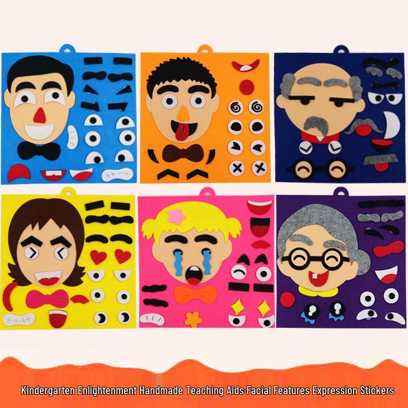 Набор фетра для детского пазла «Выражения»: Образовательные наклейки для лица