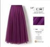 Womens Solid Pleated Elegant Midi Elastic Waist  Skirt