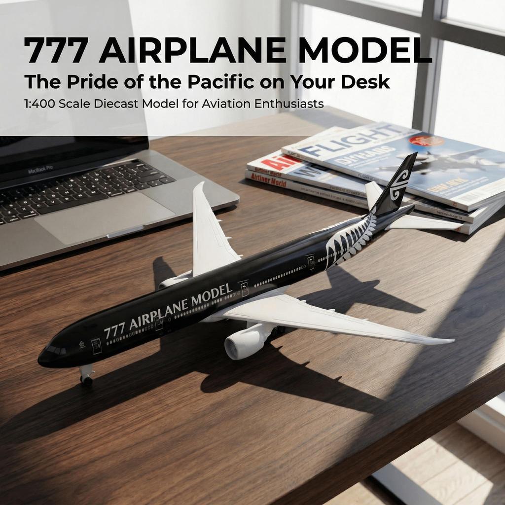 QIYUMOKE Boeing 777 New Zealand Diecast Metal Airplane Model with Stand 777 Finished Model for Adults with Stand inches Gift for Aviation Desktop