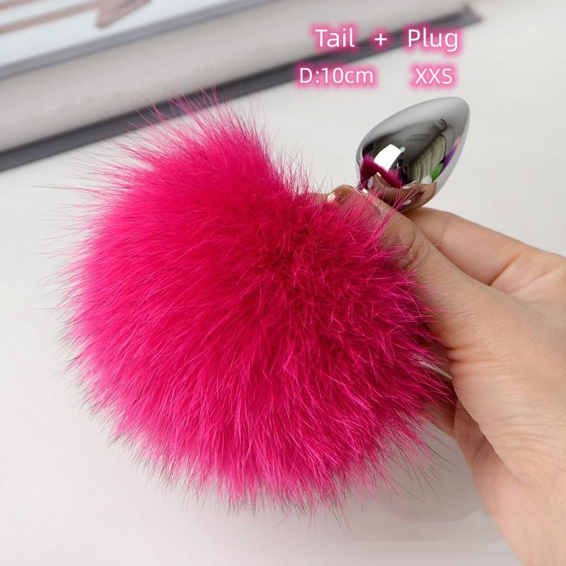 Настоящие волосы, кроличий хвост, анальные секс-игрушки с отделяемой металлической анальной пробкой Anue для пары, флирта, очаровательные косплей-игры, эротические