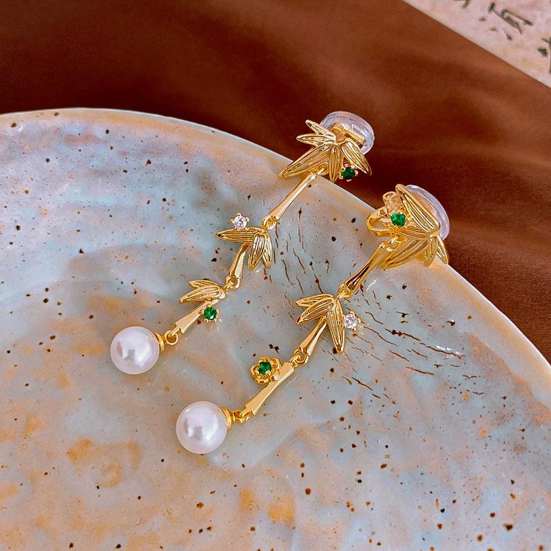 Гуофэн Серьги-кисточки с цирконом 'Серебряная игла', Ретро Легкая роскошь Высококлассные серьги-гвоздики Нишевые Универсальные серьги