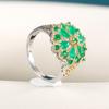 Bella Box Luxury Emerald Two Tone Electroplated Flower Ring Shape Lady Dance Party Rings Statement Jewelry For Women