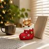 Festive Room Decorations Christmas Highland Cow Stocking Figurine, Xmas Tree Cattle Resin Desktop Decor Statue, Animal Sculpture for Holiday