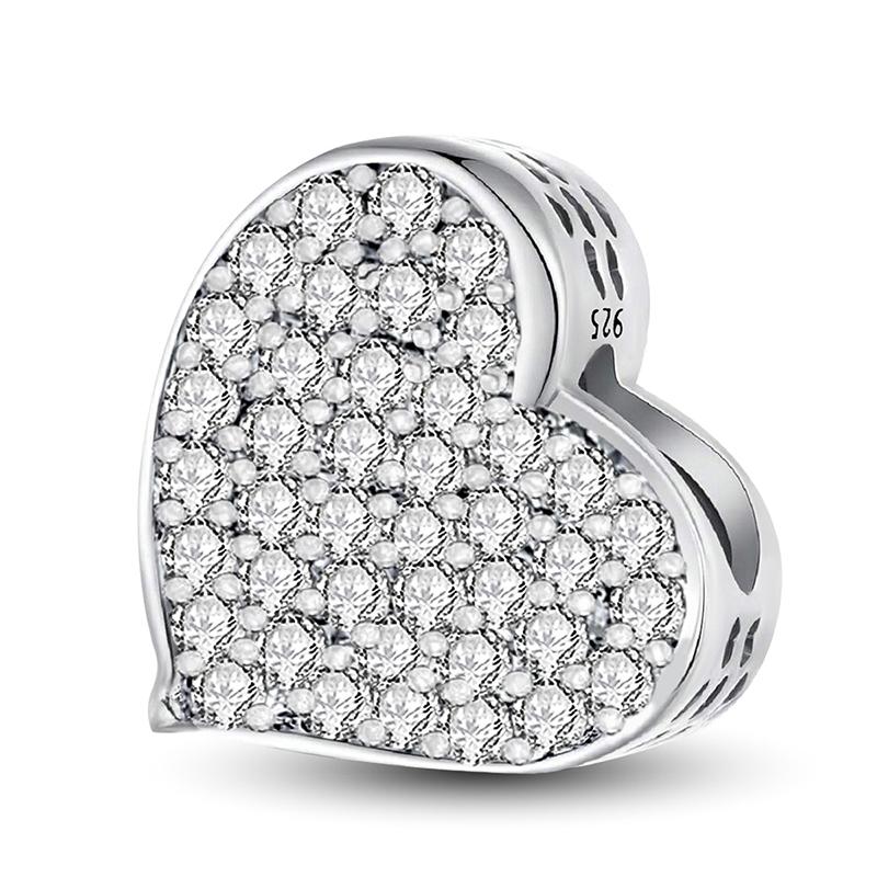 Медные подвески Циркон Красное Сердце Любви Шармы Бусины Подходят для Оригинальных Пан Браслетов Банглов Сделай Сам Изысканные Ювелирные Изделия Для Женщин