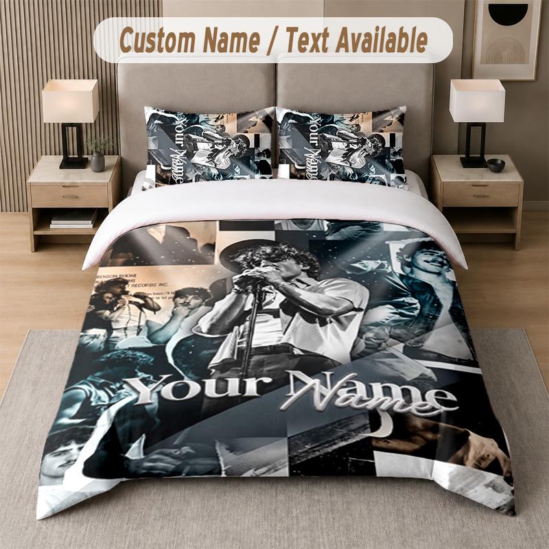 Benson Boone 3Pcs Bedding Set, Personalized Custom Name Text, 1 Duvet Cover & 2 Pillowcases For Bedroom