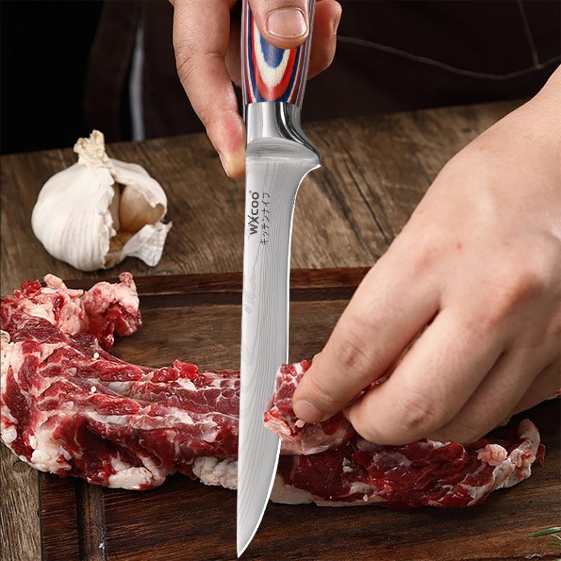 5Cr15MOV Нержавеющая сталь Нож шеф-повара тесак Дамасский узор Кухонный нож Набор японских ножей Сантоку Инструмент для разделки