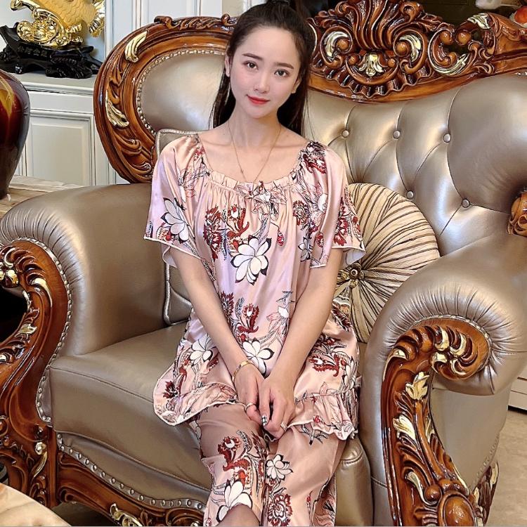Пижамы летние капри женские пижамные комплекты с коротким рукавом элегантные пижамы атласные шелковые пижамы домашняя одежда