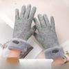 Warm Gloves for Women's Wool Cashmere Plus Velvet Thickened Electric Bike Riding Cold Proof Touch Screen Autumn and Winter Gloves