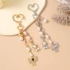 Cute Crystal Bowknot Keychain Pearl Beaded Key Ring Pendant for Women Girls Handbag Decor DIY Handmade Jewelry Gifts