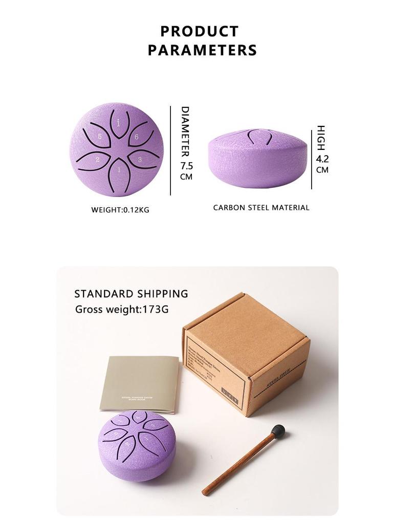 3-inch 6-tone Mini Steel Tongue Drum