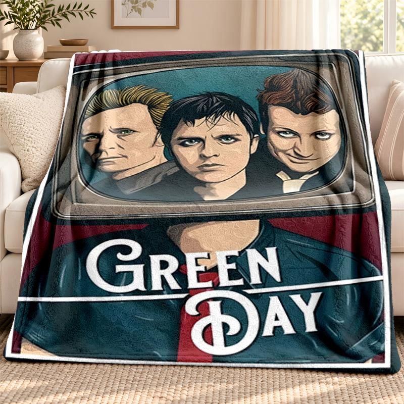 Green day blanket Flannel Blanket Soft Cozy Plush Throw for Sofa Bed Lightweight Home Decoration Outdoor camping