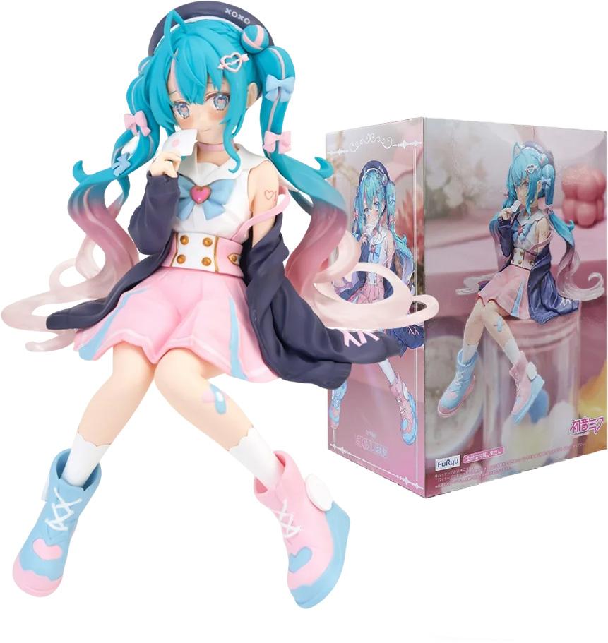 14cm Hatsune Miku Love Sailor Q Version Figure Pink Sailor Suit Blue Bow Heart PVC Action Figure Perfect Toy for Fans