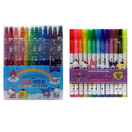 Sanrio Персонажи 12-цветный цветной карандаш + маркер случайная доставка, популярный персонаж в Корее