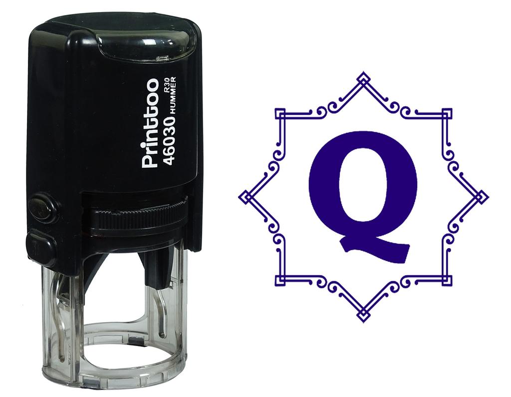Printtoo Octagon Celtic Swirl Frame Alphabet Q Monogram Self Inking Rubber Stamp Office